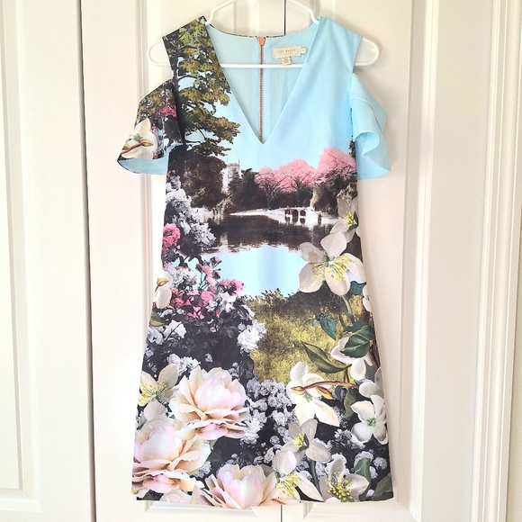 TED BAKER Windermere Blossom Floral Pond Print shift dress Size 1UK, 4 US - Picture 4 of 12